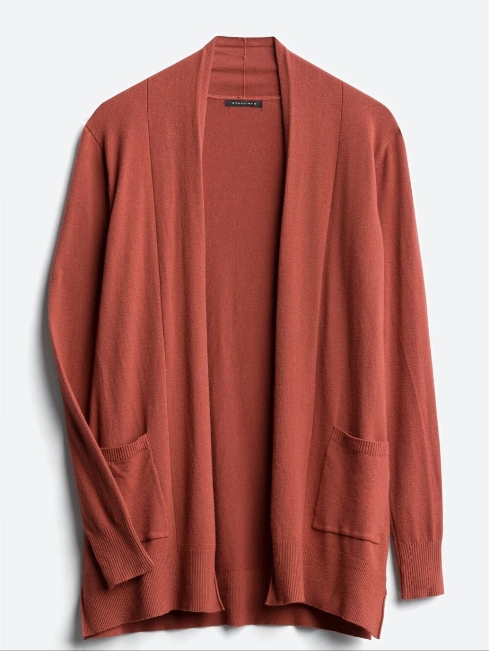Pink Clover Open-Front Cardigan Sweater - Rust